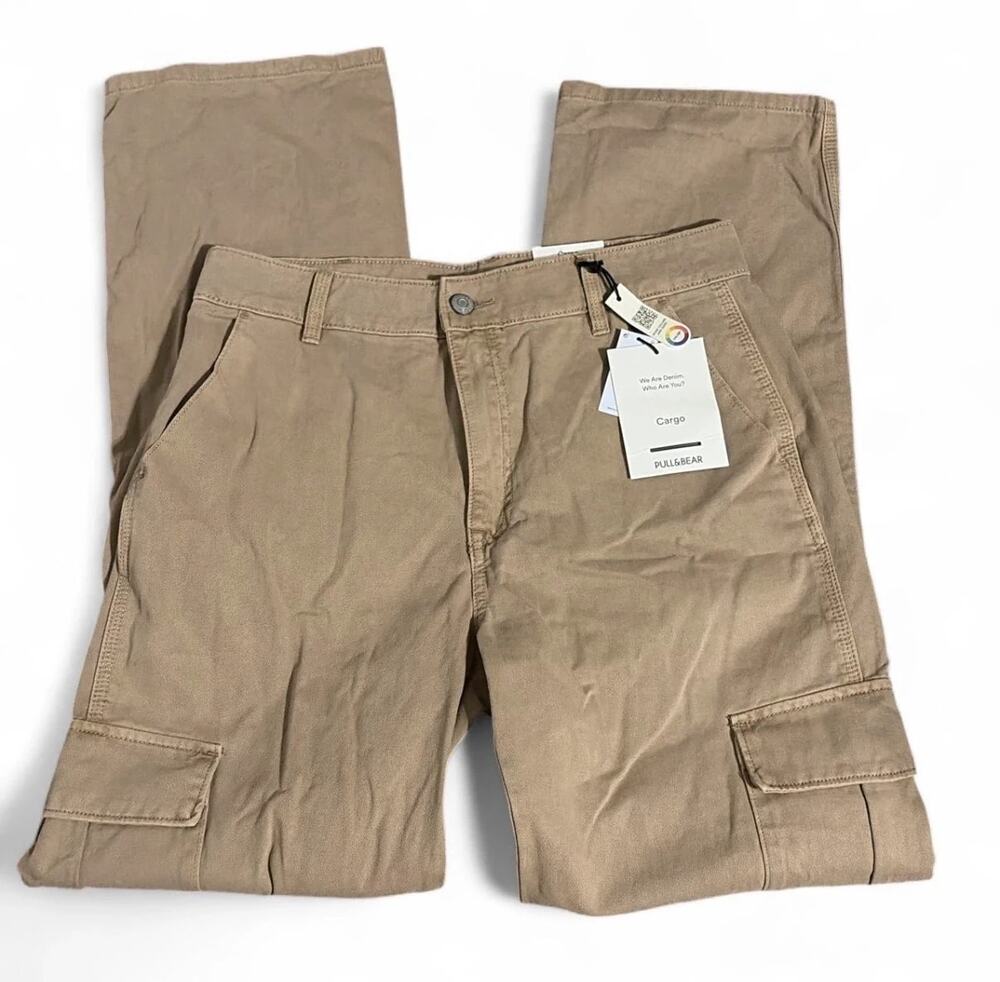 Pull & Bear Khaki Straight Leg Cargo Pants NWT Size 10